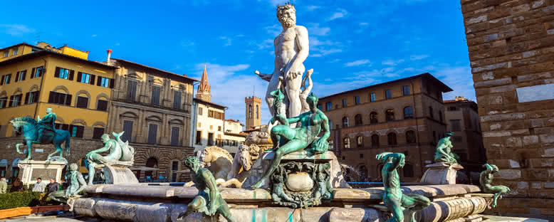 Piazza della Signoria ve Neptün Çeşmesi - Floransa